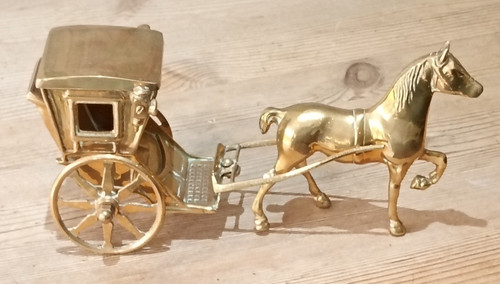 Brass horse and hansom - , cab