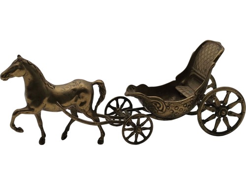 Vintage brass horse carriage - vintage,