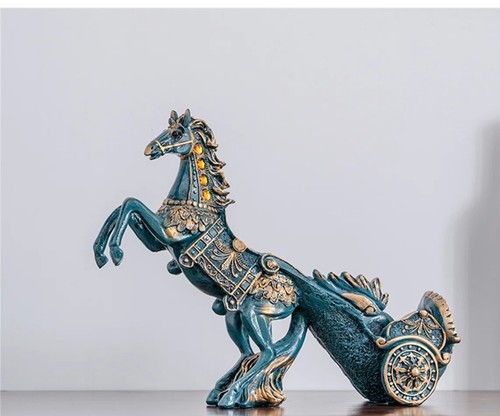Blue gold horse carriage - &,