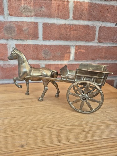 Vintage brass horse and cart - horse,