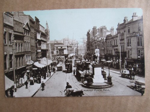 Postcard market place hull - market, place,