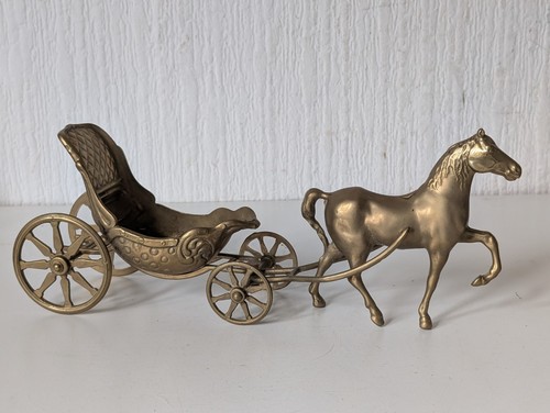 Vintage solid brass horse and - vintage,