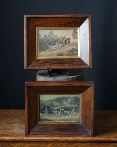 Pair vintage coaching scene - pair,